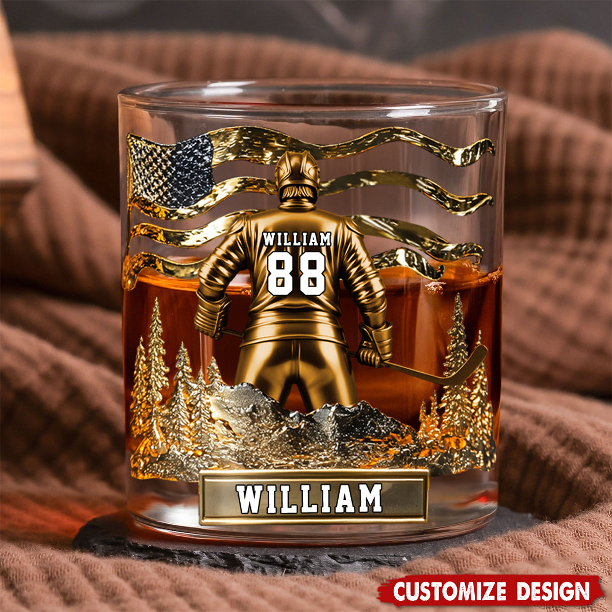 Hockey Whiskey Glass - Personalized Gifts For Hockey Lovers