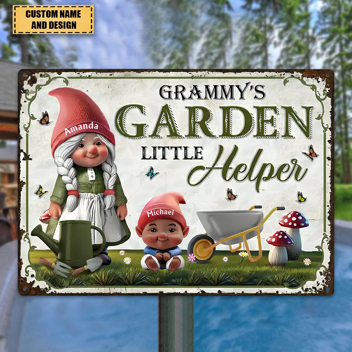 Grandma's Garden Little Helpers - Personalized Classic Metal Signs