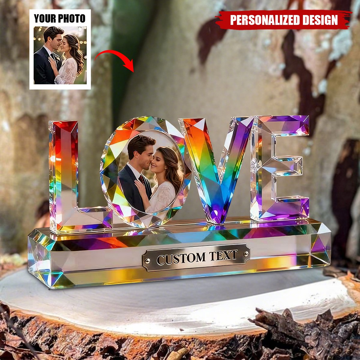 Personalized Stained Glass LOVE Couple Acrylic Plaque