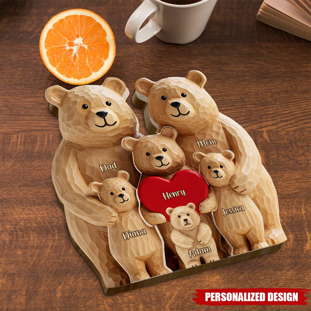Bear Family-Personalized Family Shaped Wooden Puzzle