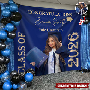 Custom Photo Congratulations Class Of 2026 Backdrop For Graduation's Day