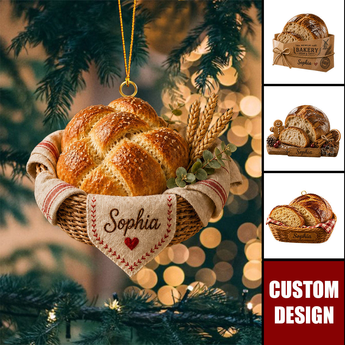 Personalized Sourdough Bread Ornament,Bakery Ornament For Grandma