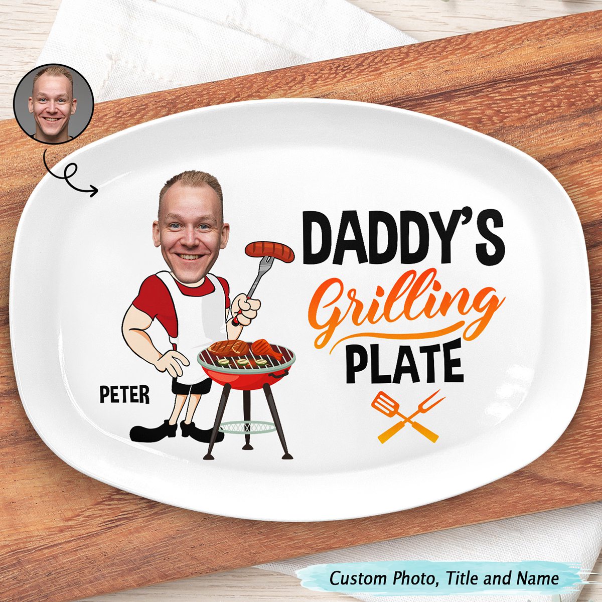 Daddy's Grilling Plate - Personalized Photo Plate
