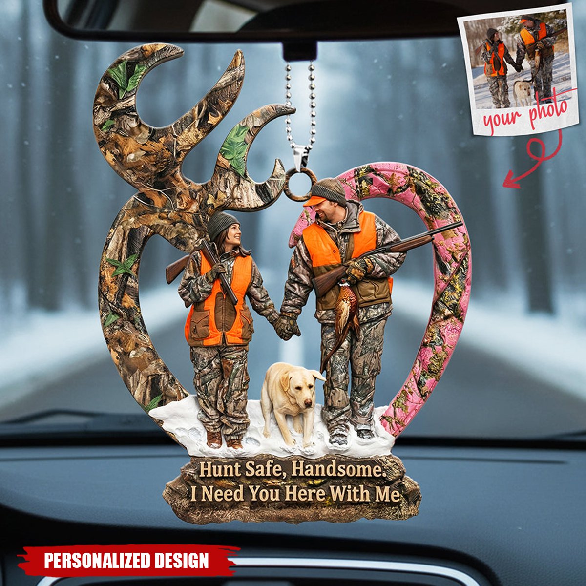 Couple Hunting-Personalized Photo Car Hanging Ornament-Gifts For Couple