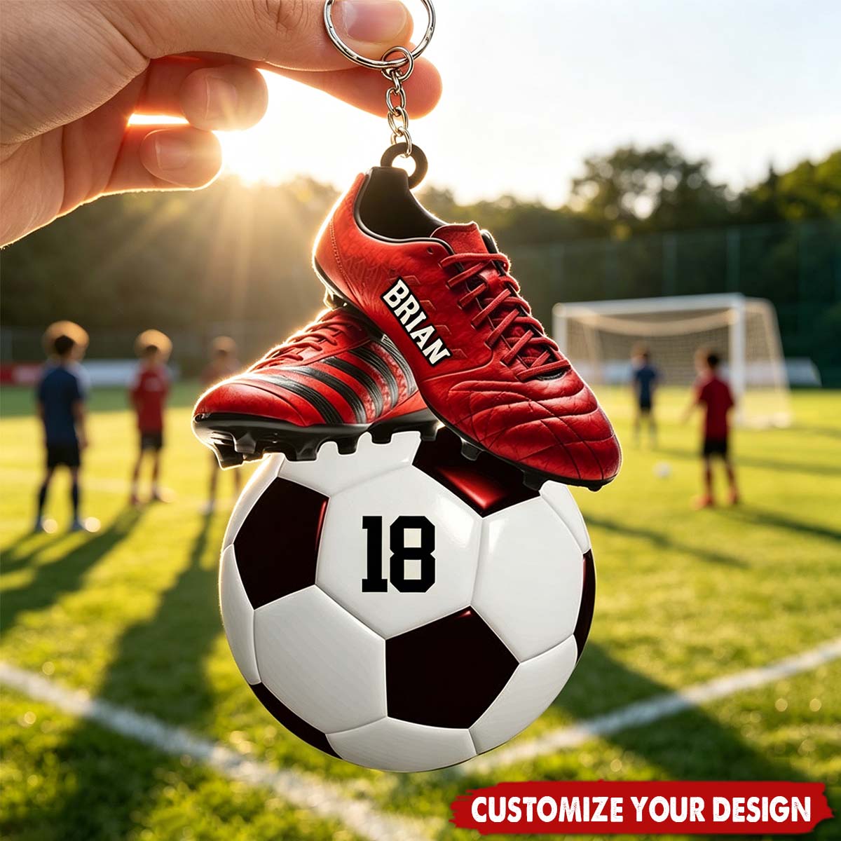 Personalized Soccer Keychain: Custom Name & Number, Unique Gift for Soccer Lovers