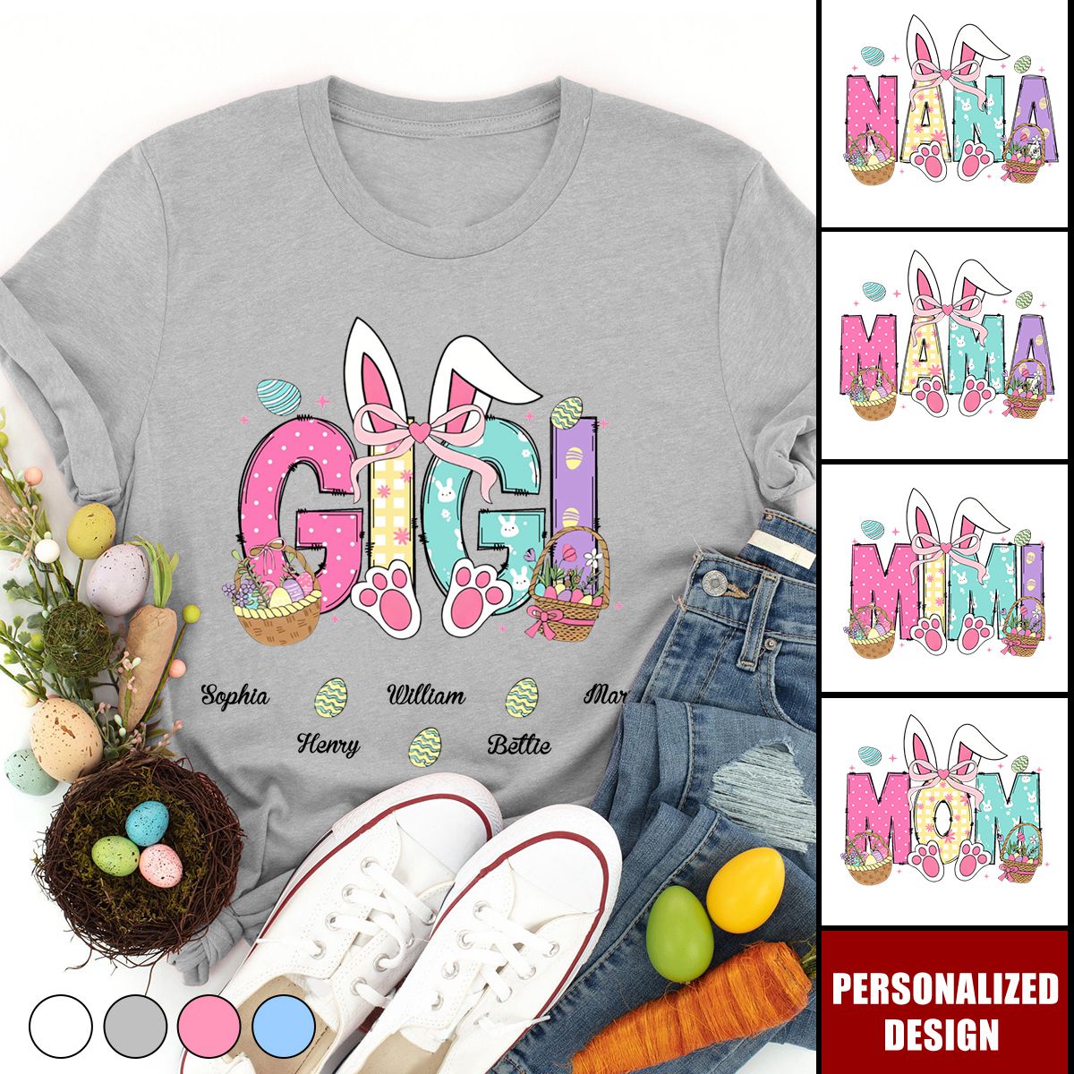 Personalized Easter Bunny T-Shirt-Gift For Grandma
