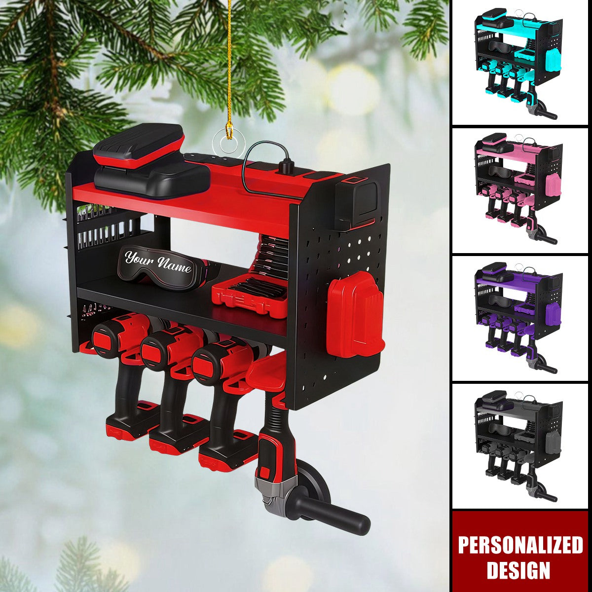 Personalized Mechanic Tool Box Ornament-Gift for Dad, Husband, Handyman