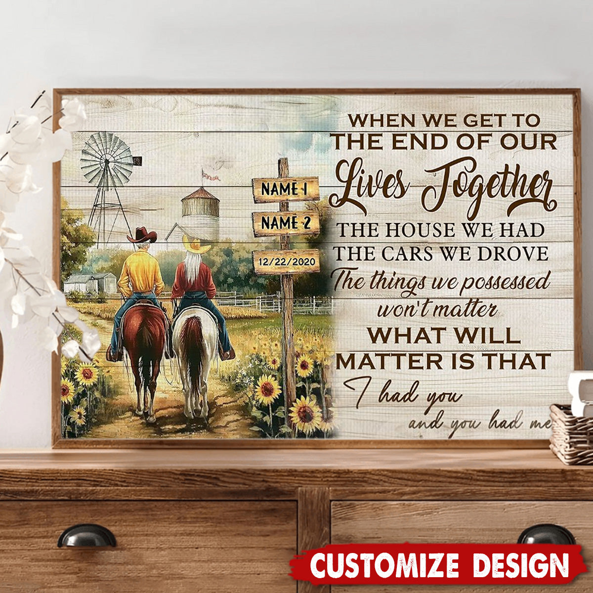 When We Get To The End Of Our Lives Together-Personalized Vintage Couple Cowboy & Cowgir Poster-Gift For Rodeo-Loving Couple