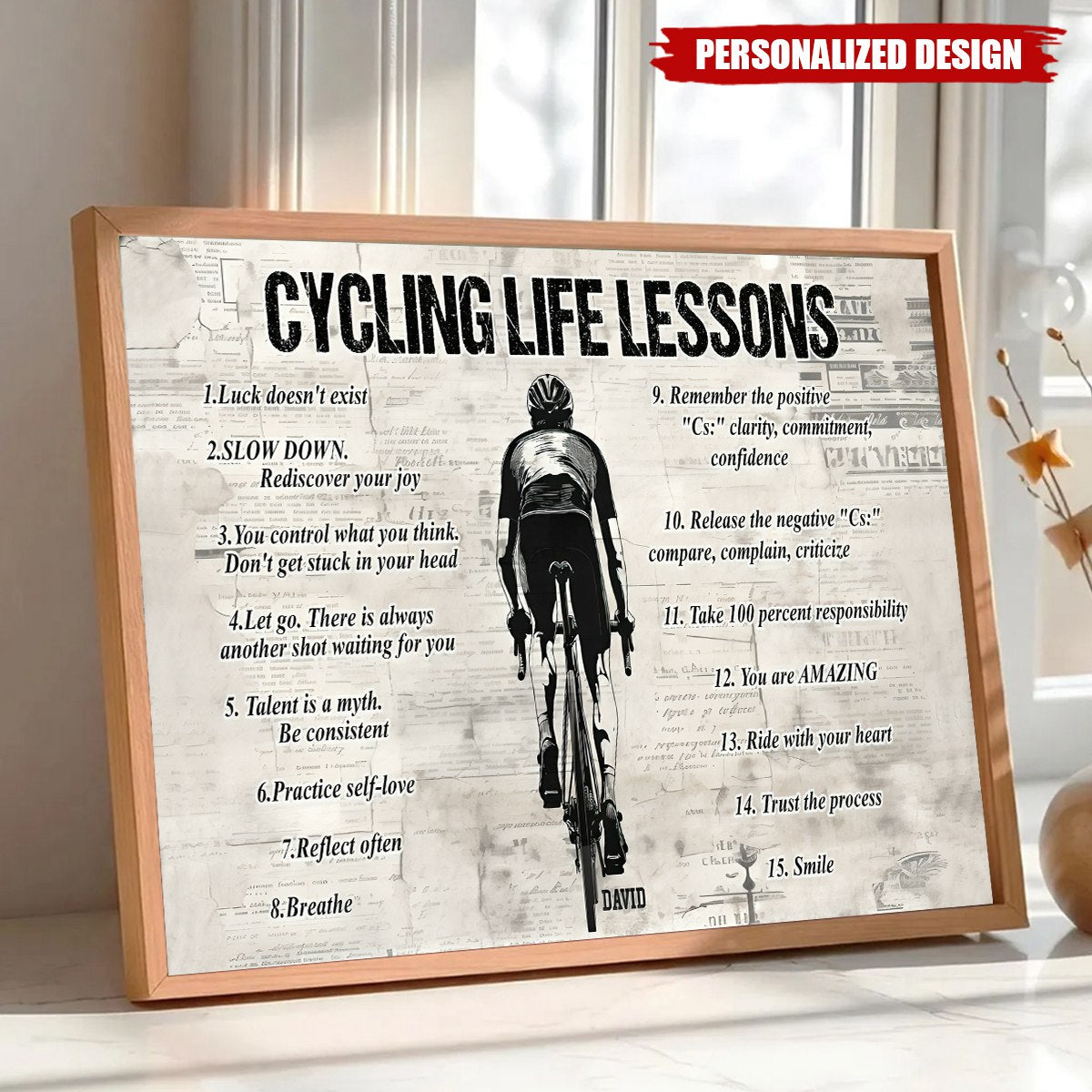 Personalized Cycling Life Lessons Poster