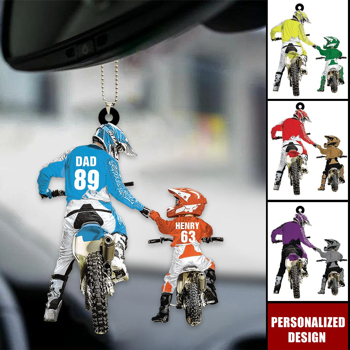 Personalized Motocross Racer Ornament-Dad And Kid Motocross Lovers Gift