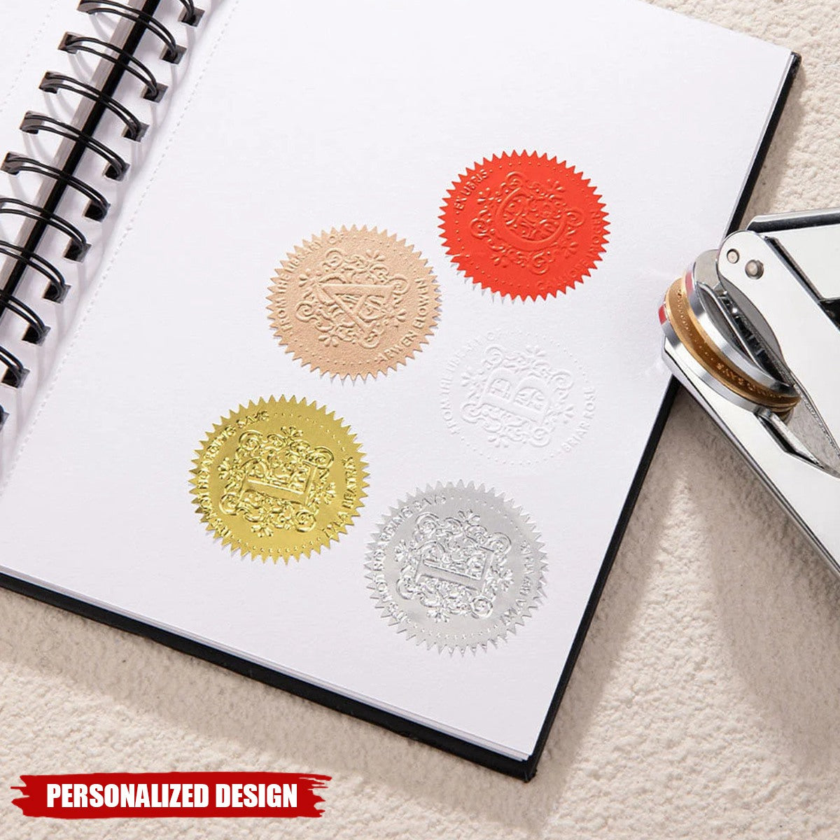 Personalized Gothic Monogram Hand Held Embosser Envelope Stamp