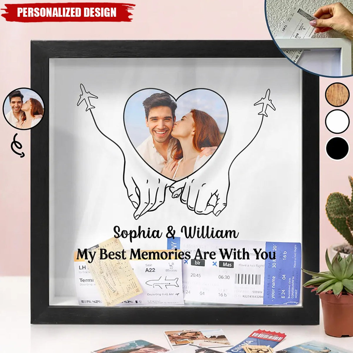 Custom Photo Couple Travel Lovers Best Memories With You-Personalized Ticket Memory Box