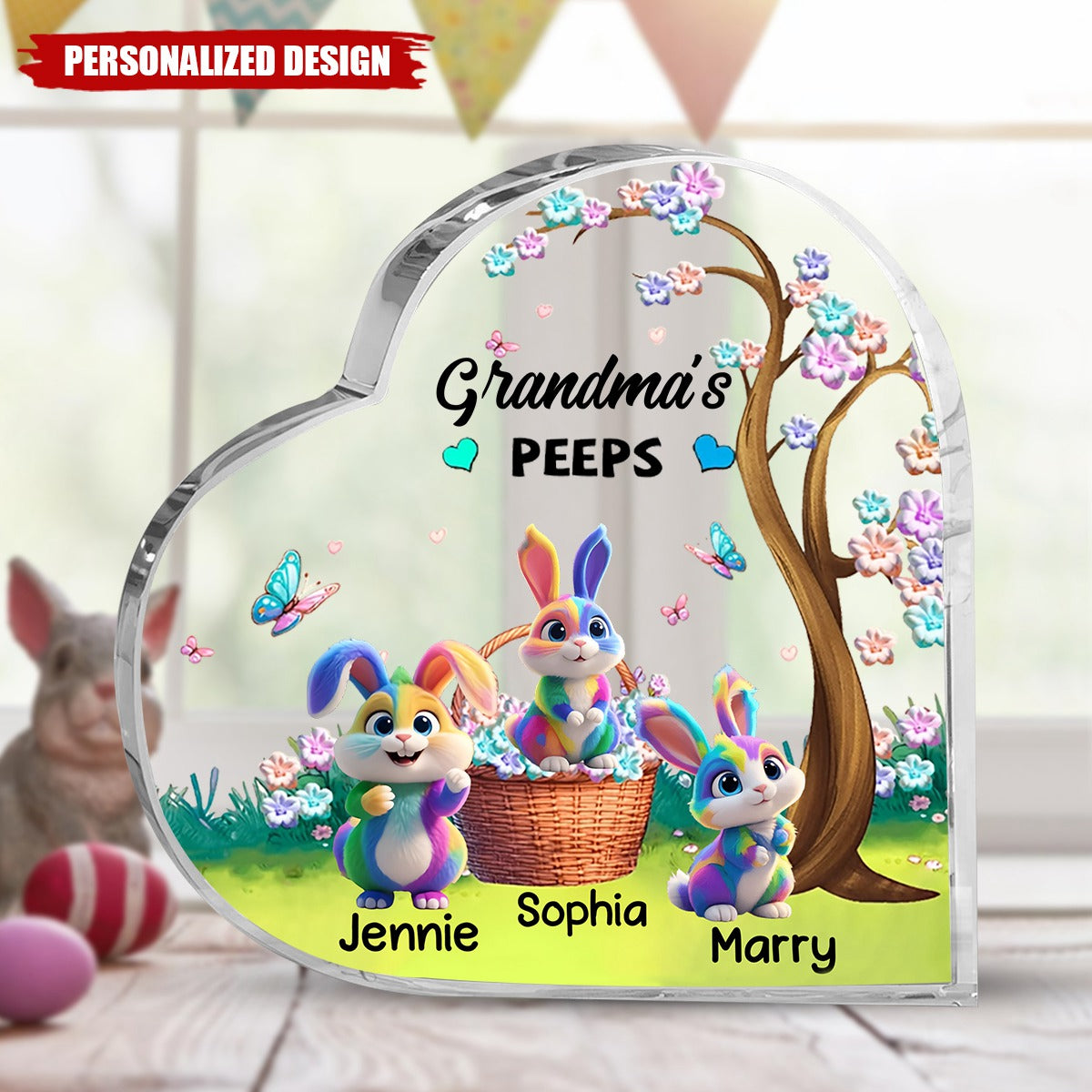 Grandma's Marshmallow Rabbit-Personalized Heart Acrylic Plaque
