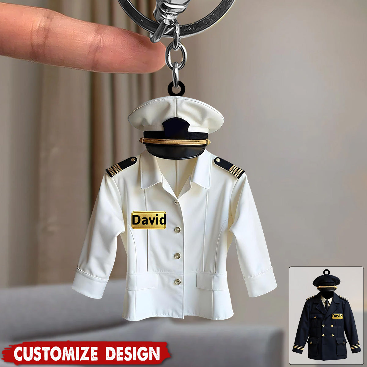 Personalized Pilot Uniform Keychain - Gift For Pilot