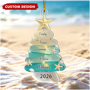 Personalized Family Sea Glass Acrylic Ornament -  Family Christmas Gift