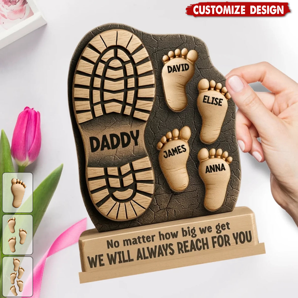 Your Footsteps Led Our Way - Family Personalized Shaped 2-Layered Wooden Plaque With Flat Stand