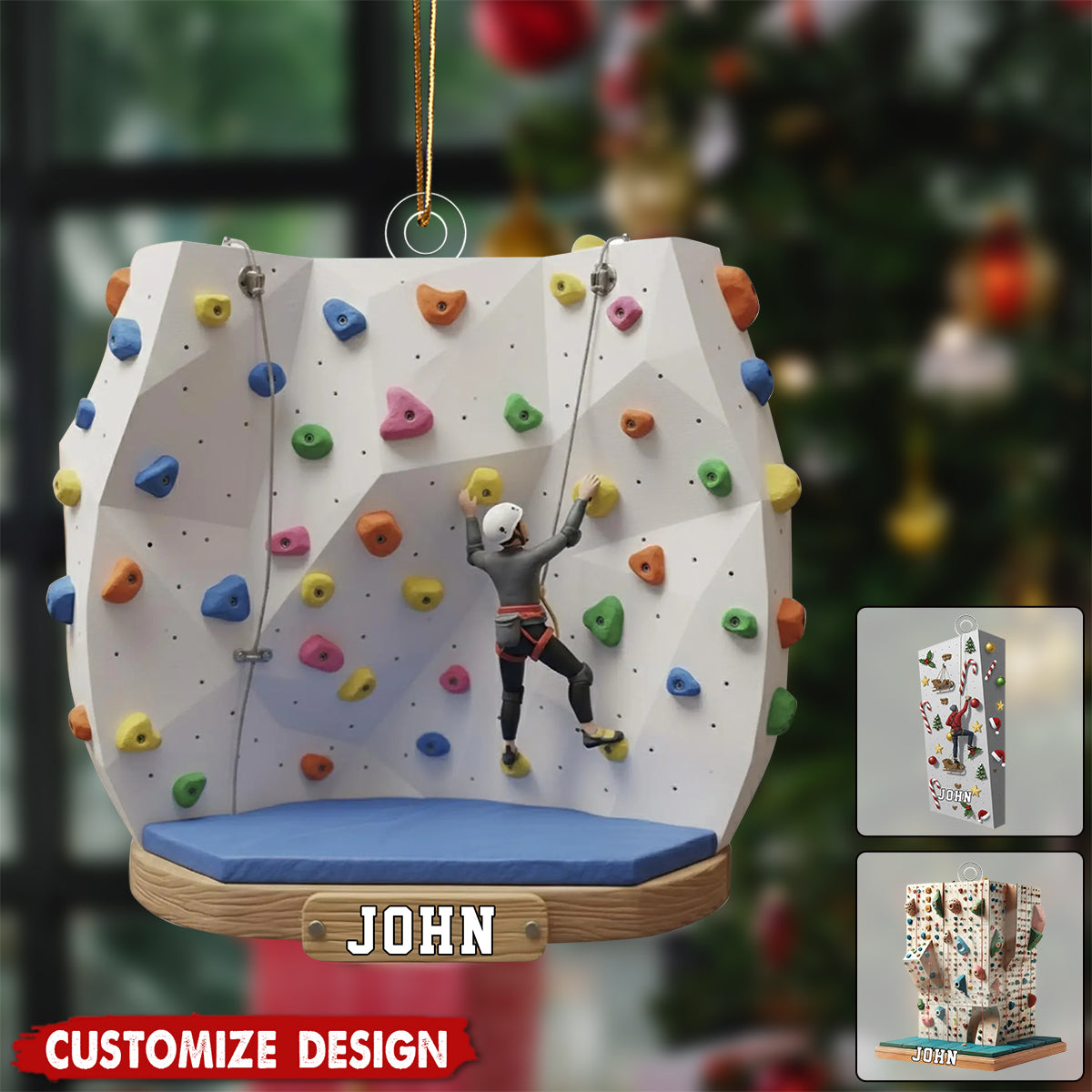 Personalized Rock Climbing Christmas Ornament – Gift for Athletes & Adventure Lovers