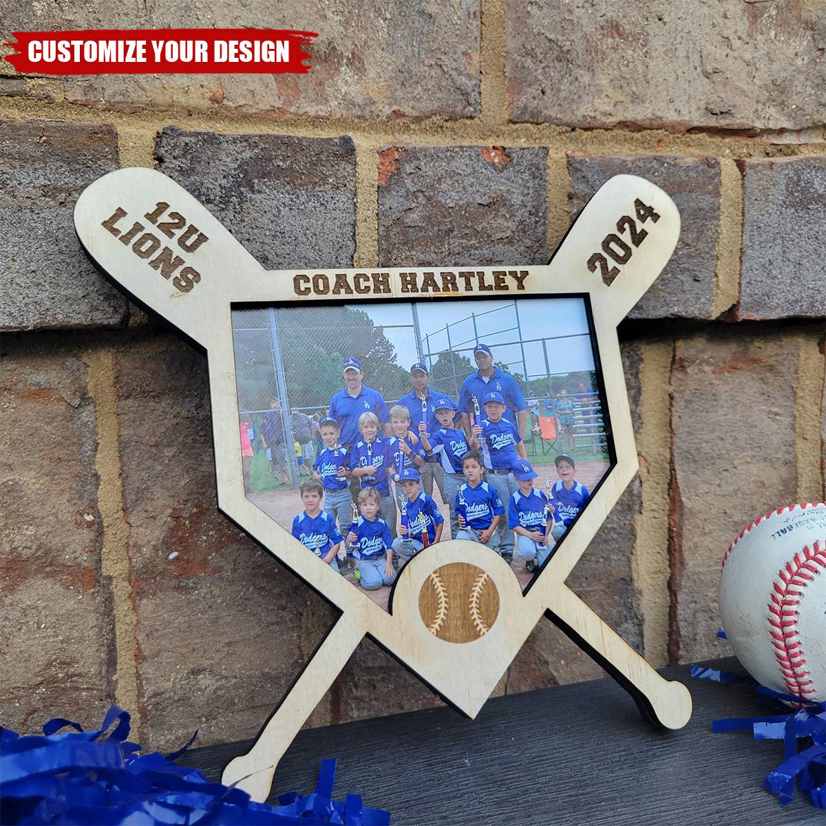 Personalized Photo Plaque for Baseball Lovers, Season End Gift for Baseball or Softball Coach
