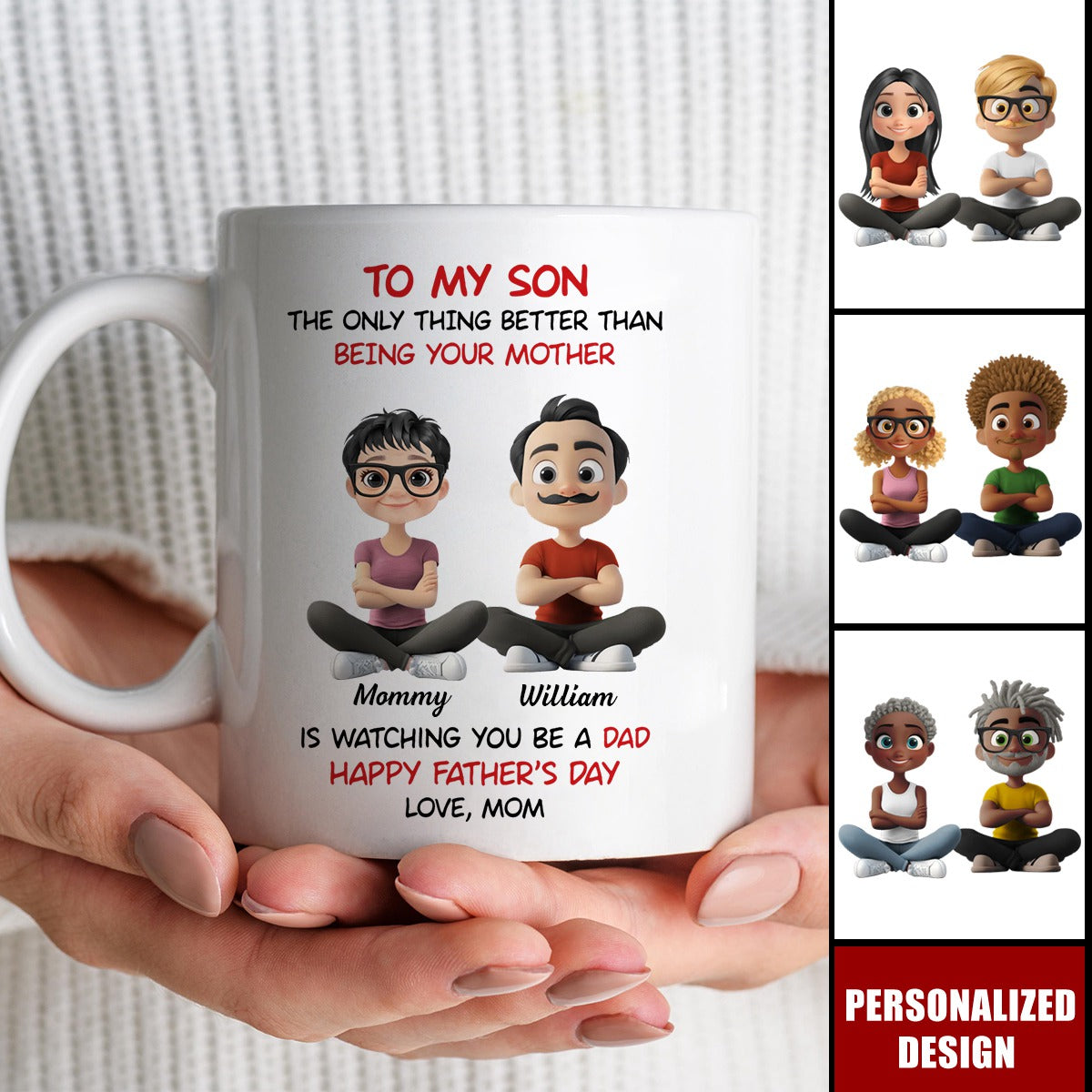 To My Son Cartoonize-Personalized Coffee Mug