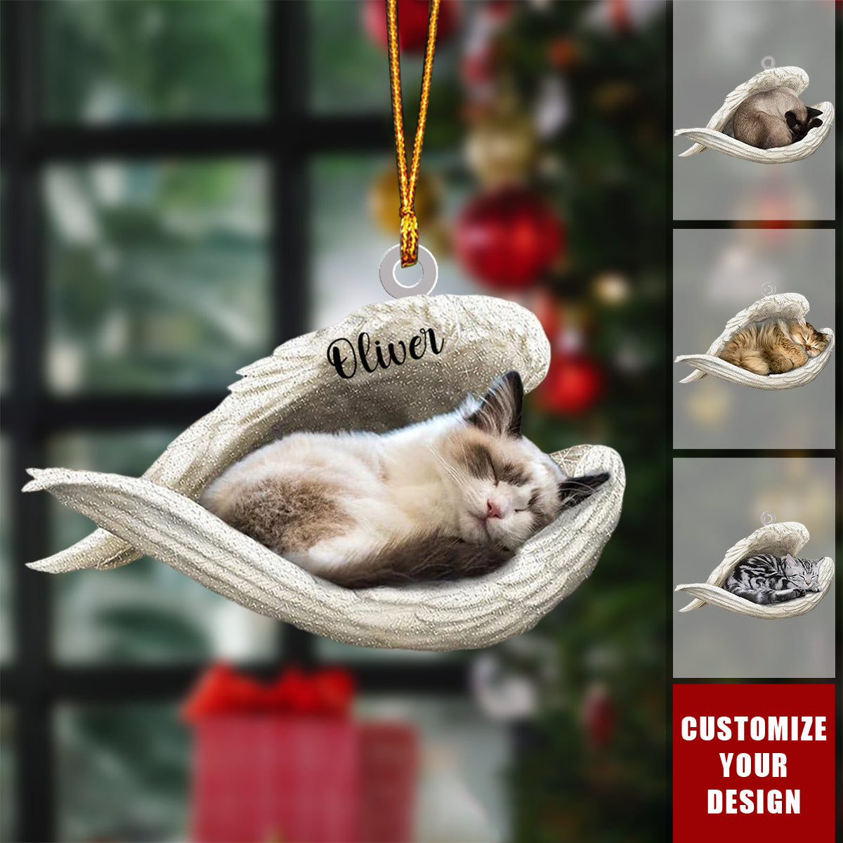 Personalized Cat Sleeping Angel Ornament-Great Gift Idea For Cat Lovers
