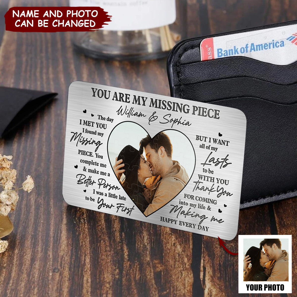 Custom Photo You Are My Missing Piece - Couple Personalized Custom Stainless Wallet Card - Gift For Husband Wife, Anniversary