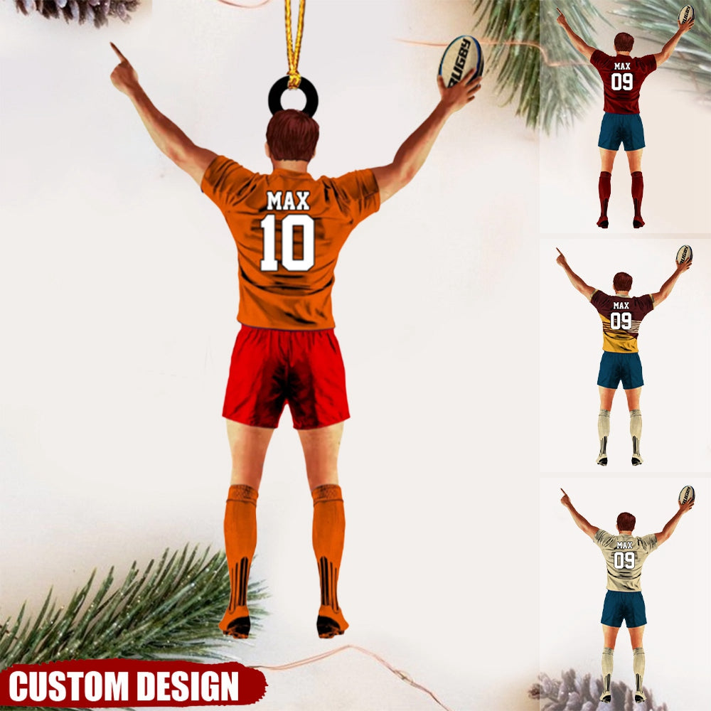 Personalized  Name, Number & Appearance - Acrylic Christmas / Car Oranment - Gift for Rugby Lovers