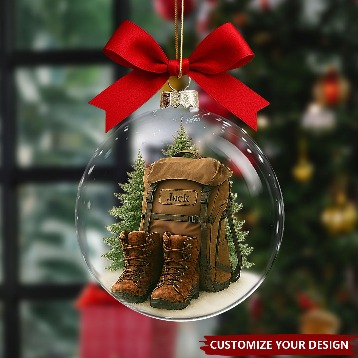 Personalized Hiking 3D Snow Christmas Ornament, Unique Camping Lover Keepsake Ornament