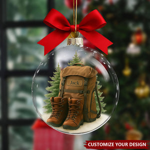 Personalized Hiking 3D Snow Christmas Ornament, Unique Camping Lover Keepsake Ornament