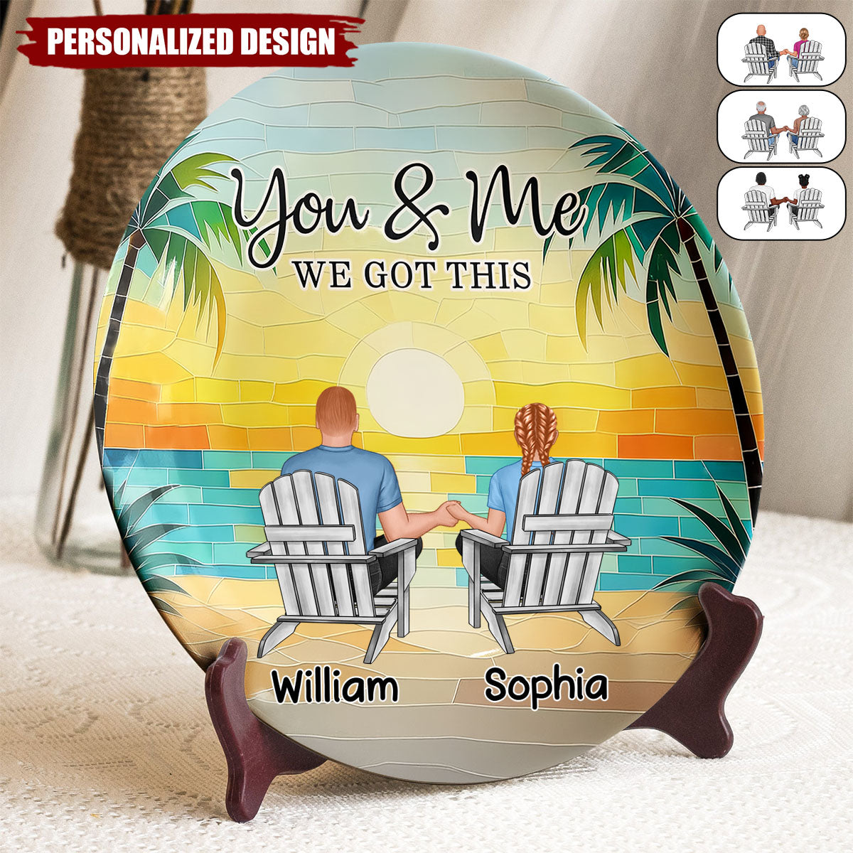 Mosaic Style You & Me We Got This New Version - Personalized Ceramic Plate