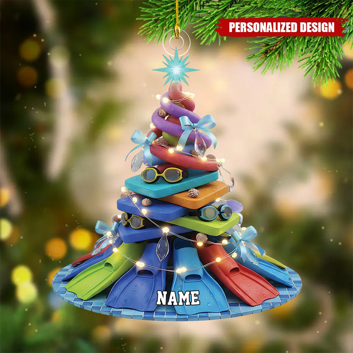 Personalized Swimming Christmas Tree Gift for Swimmers