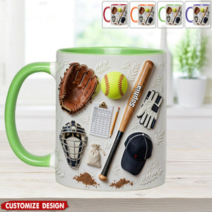 Love Softball - Personalized Softball Accent Mug