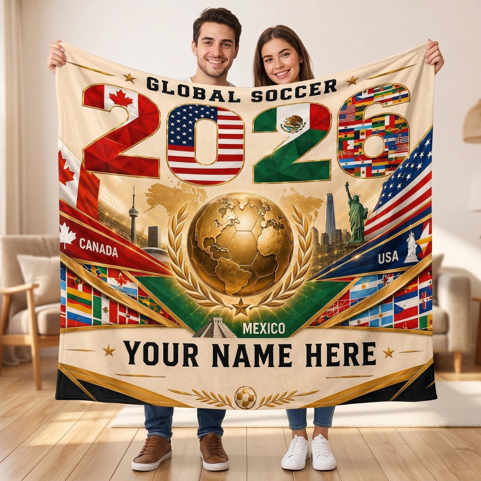 Personalized 2026 Soccer Blanket  - Soccer Gift Decor