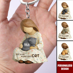 Just A Girl Who Loves Cats-Personalized Cat Lovers Keychain