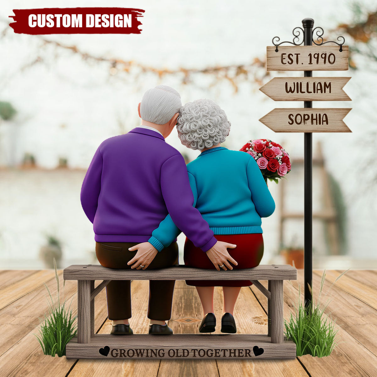 Funny Old Couple Acrylic Plaque - Personalized Gifts For Couple