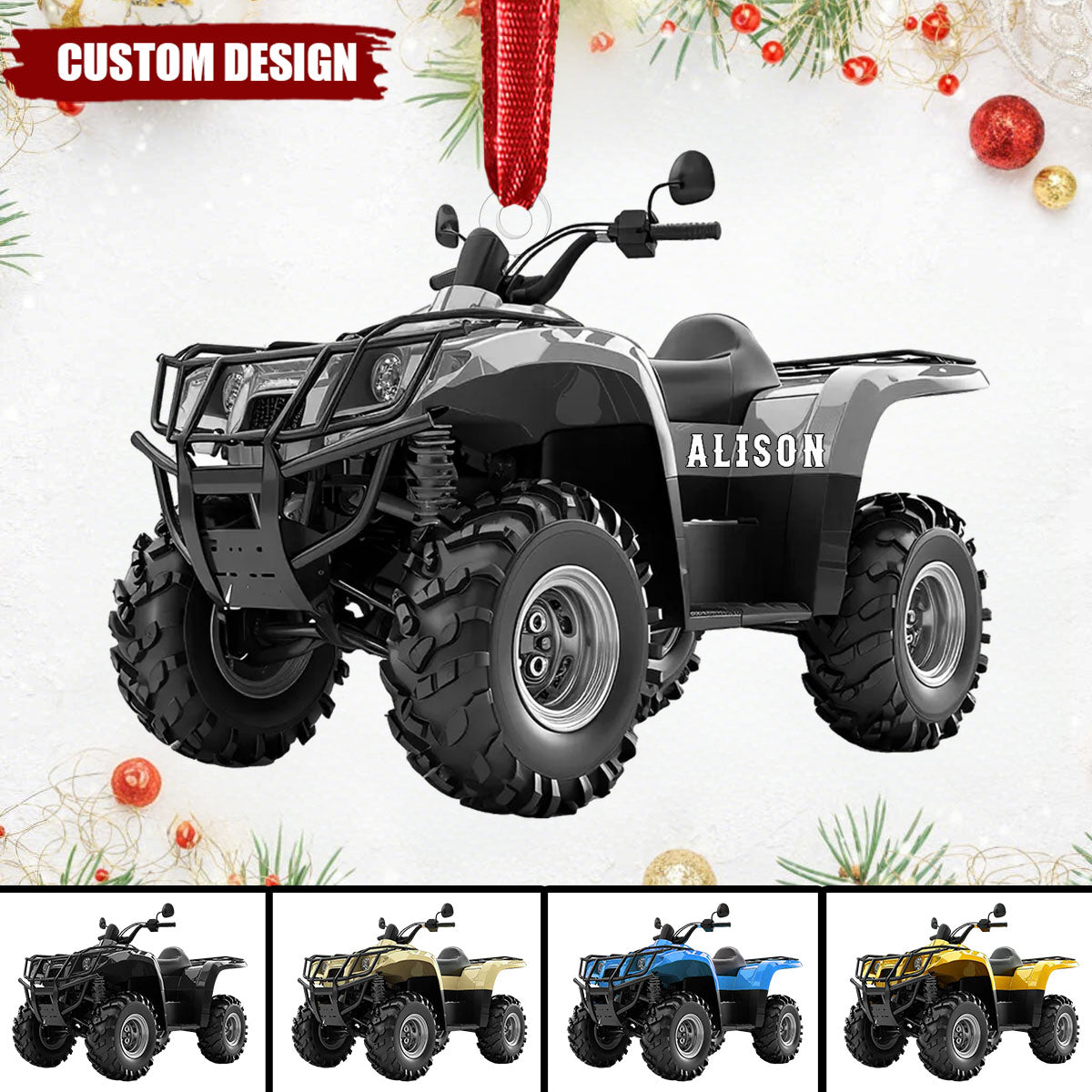 Personalized Quad Bike Christmas Ornament, Off Road Dirt Bike Ornament, Quad Racer Dirt Bike Rider Ornament With Name, 2D Acrylic Ornament