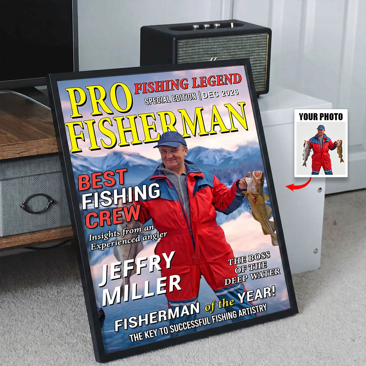The Legend Reels On” Personalized Photo Magazine Cover Poster - Personalized Funny Fishing Gift for Fisherman