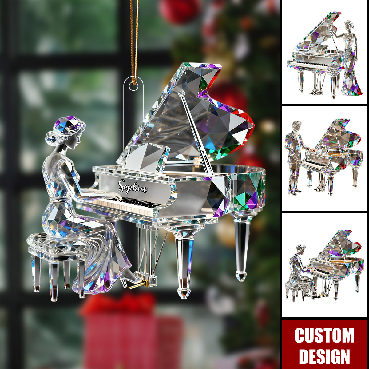 Personalized Piano Player Painted Christmas Ornament