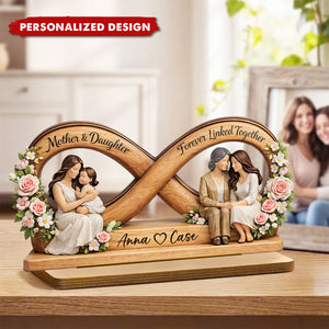 Mother & Daughter Forever Linked Together-Personalized Wooden Plaque-Mother Day's Gift For Mom, Gift For Daughter