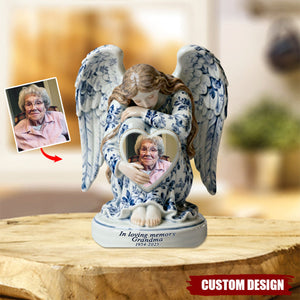In Loving Memory Toile De Jouy Angel - Personalized Memorial Acrylic Plaque