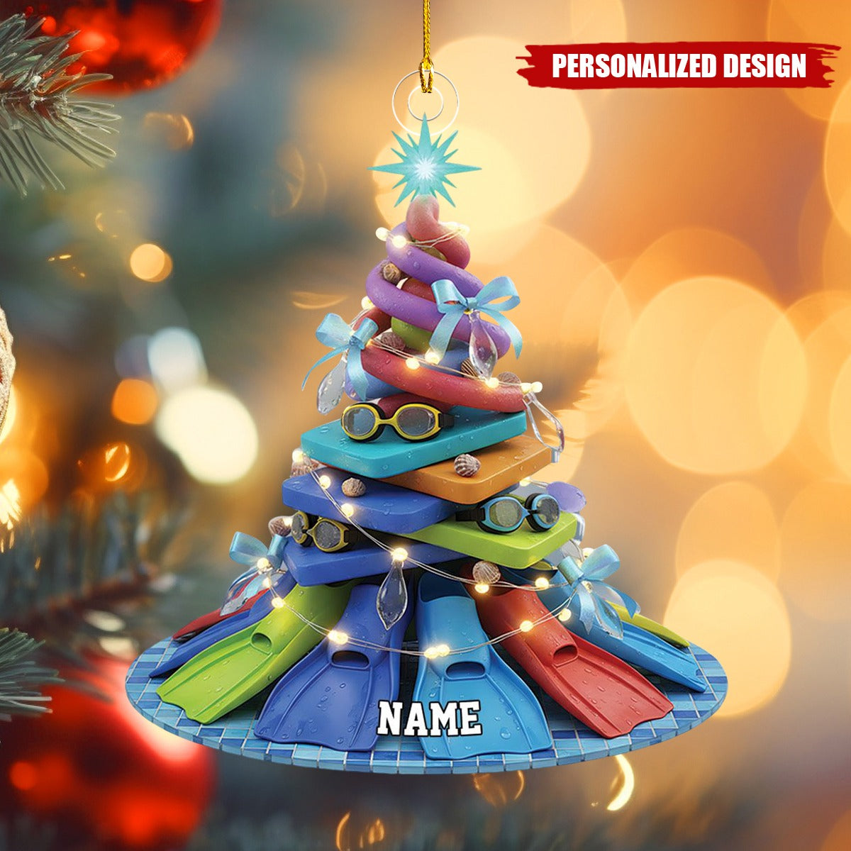 Personalized Swimming Christmas Tree Gift for Swimmers