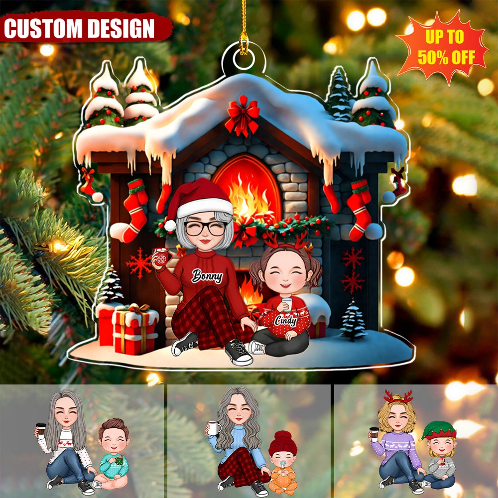 Cute Grandma Grandkids Personalized Christmas Acrylic Ornament