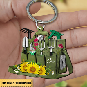 Gardening Girl Carry Bag Acrylic Personalized Keychain