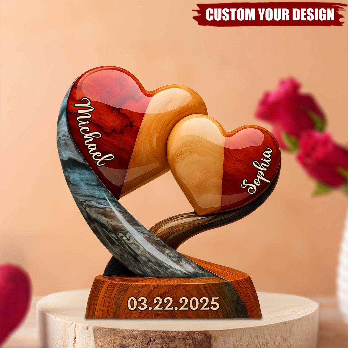 Our Hearts Beat As One - Couple Personalized Custom Acrylic Plaque - Gift For Husband Wife, Anniversary