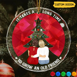 2024 New Release - Grow An Old Friend - Personalized Circle Glass Ornament