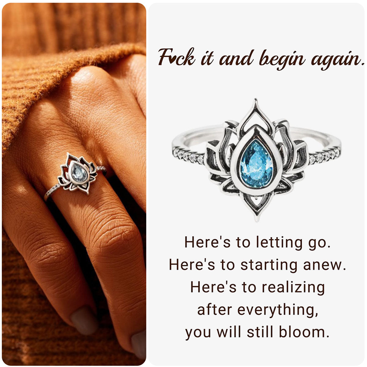 F*ck It and Begin Again Lotus Ring