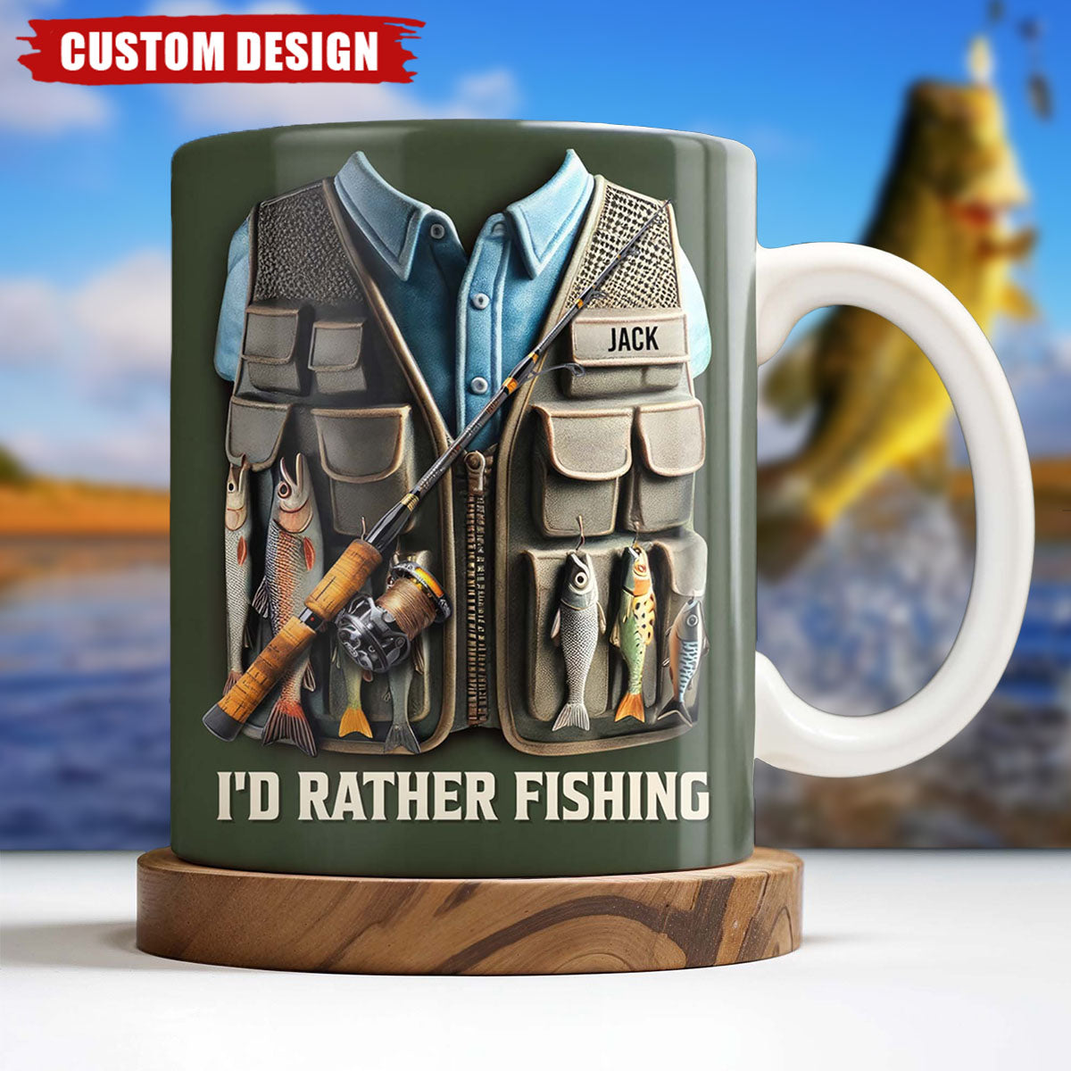 I'd Rather Be Fishing - Personalized Mug, Gift For Fishing Enthusiasts