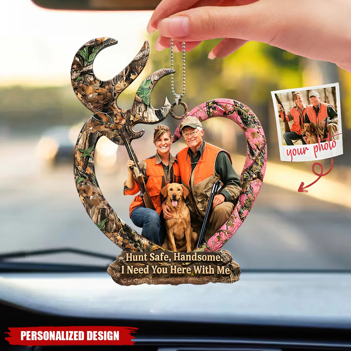 Couple Hunting-Personalized Photo Car Hanging Ornament-Gifts For Couple