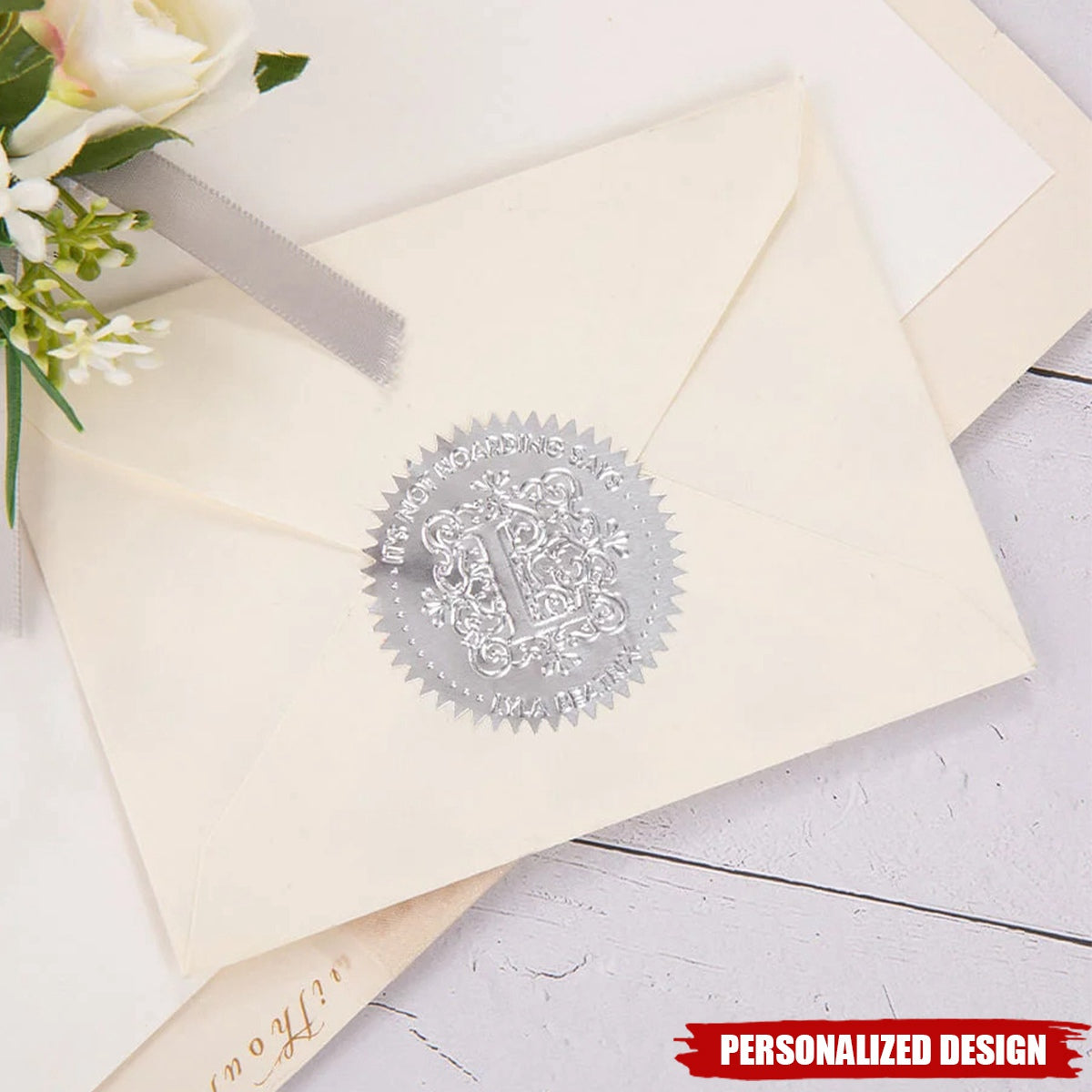 Personalized Gothic Monogram Hand Held Embosser Envelope Stamp