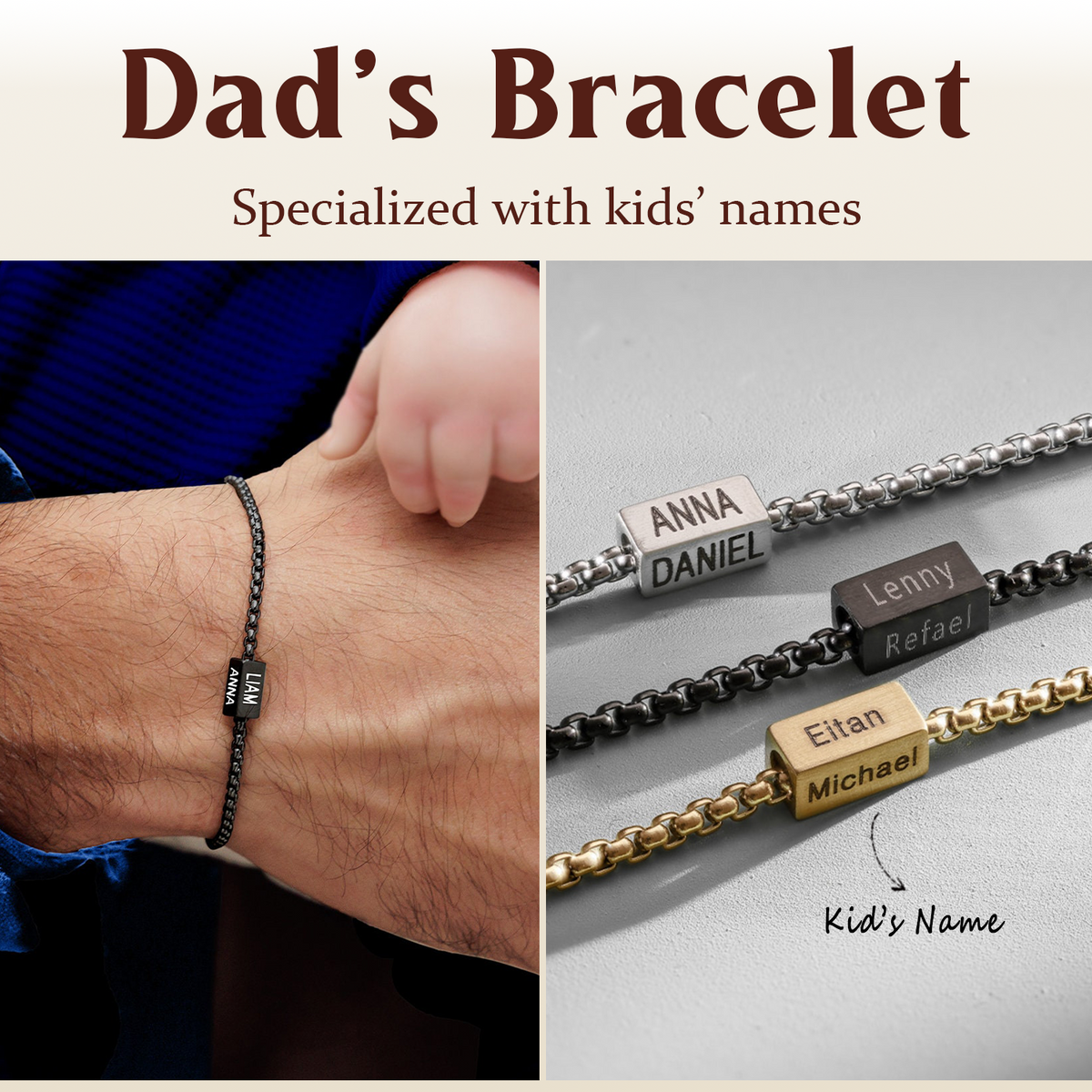 Personalized Engraved Bar Daddy Bracelet-Gift For Dad