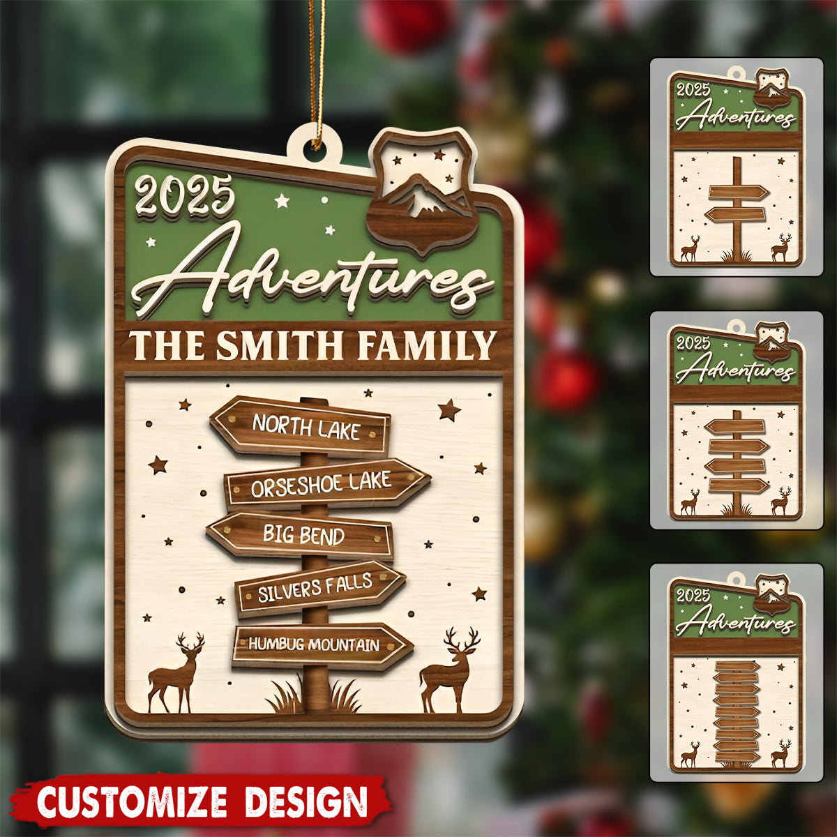 Personalized National Park Sign Travel Christmas Ornament - Gift For Traveler